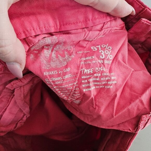 Gap Khakis Pants Hot Coral Broken-In Straight Casual Solid Spring Staple Pink - Picture 7 of 10
